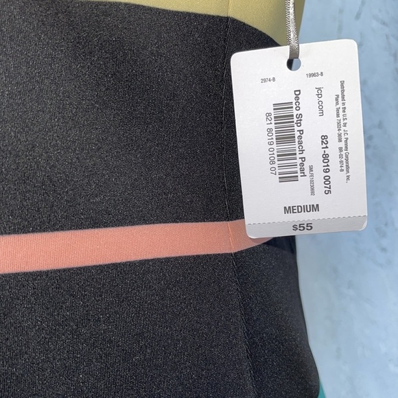 Belle Sky Is The Limit Scuba Mock Turtleneck Midi Striped Dress Size M - Picture 7 of 12